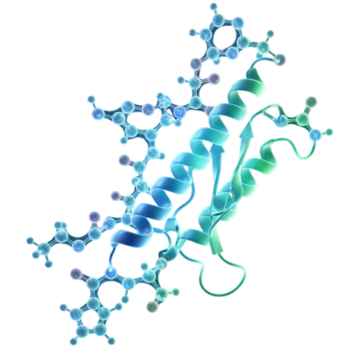 Representación molecular 3D de los péptidos bioactivos triGLP — tecnología de absorción avanzada